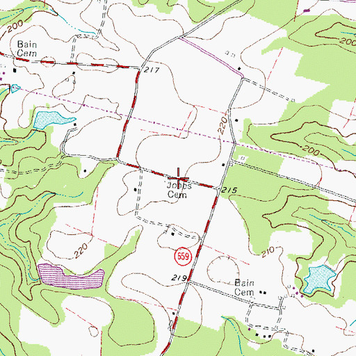 Topographic Map of Jones Cemetery, VA