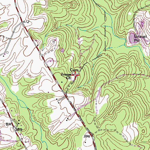 Topographic Map of Jones Church, VA