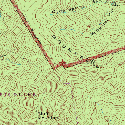 Topographic Map of Jones Mountain Trail, VA