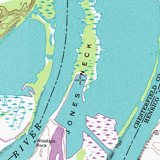 Topographic Map of Jones Neck, VA