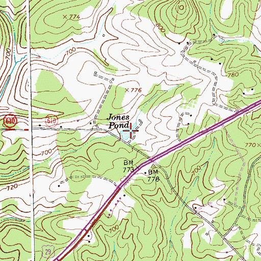 Topographic Map of Jones Pond, VA