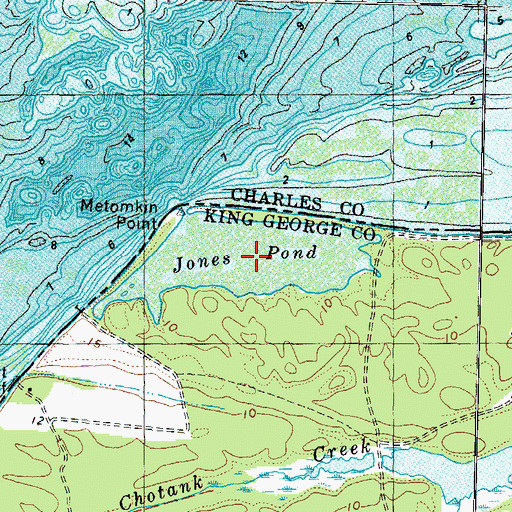 Topographic Map of Jones Pond, VA