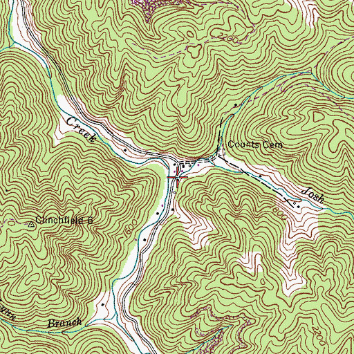 Topographic Map of Josh Branch, VA