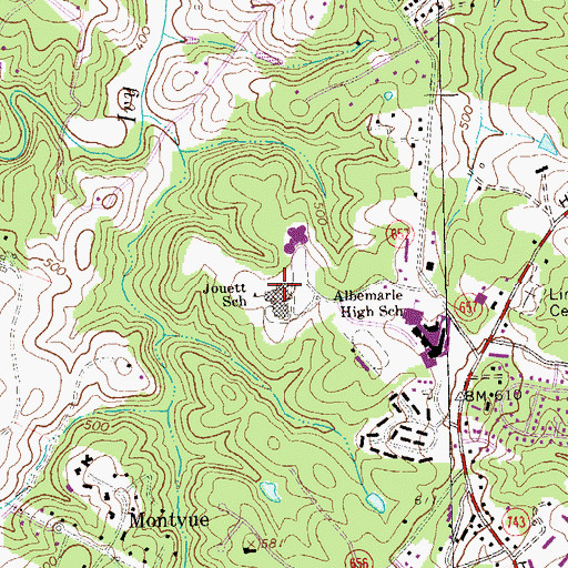 Topographic Map of Jack Jouett Middle School, VA