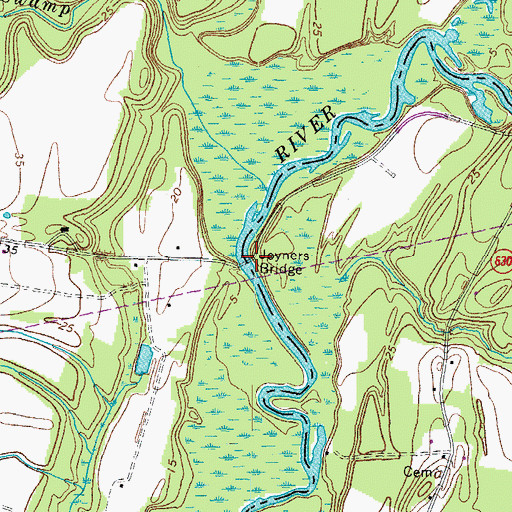 Topographic Map of Joyners Bridge, VA