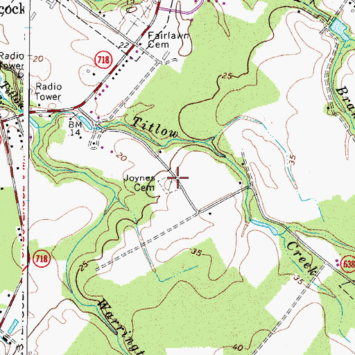 Topographic Map of Joynes Cemetery, VA