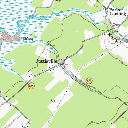Topographic Map of Justisville, VA