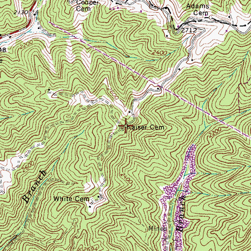 Topographic Map of Kaiser Cemetery, VA