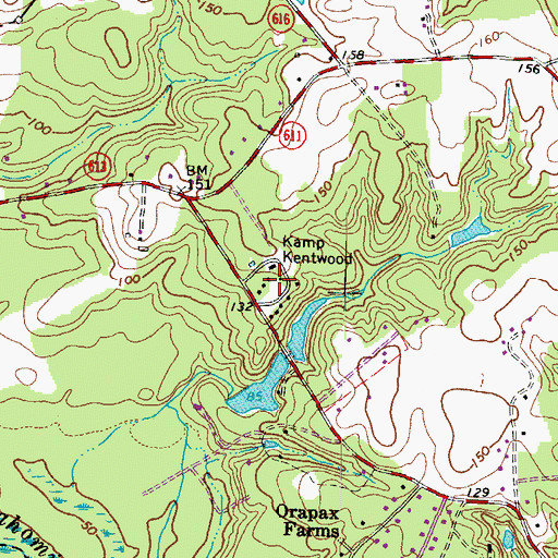 Topographic Map of Kamp Kentwood, VA