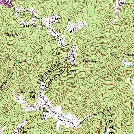 Topographic Map of Keen Cemetery, WV