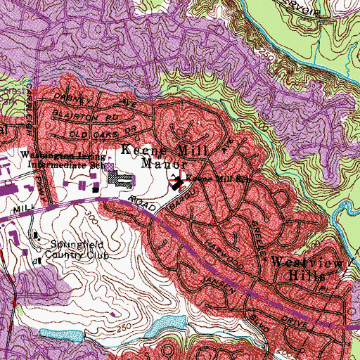 Topographic Map of Keene Mill Elementary School, VA