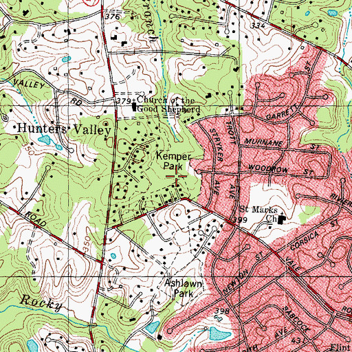 Topographic Map of Kemper Park, VA