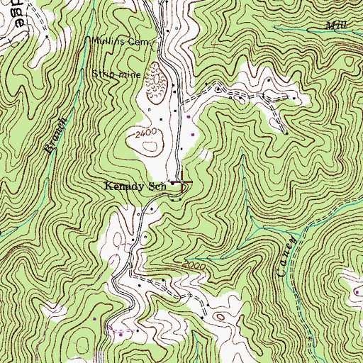 Topographic Map of Kenady School, VA