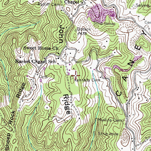 Topographic Map of Kennedy Cemetery, VA