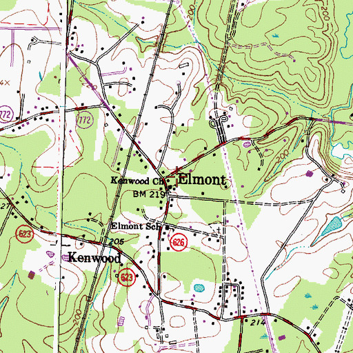Topographic Map of Kenwood Church, VA