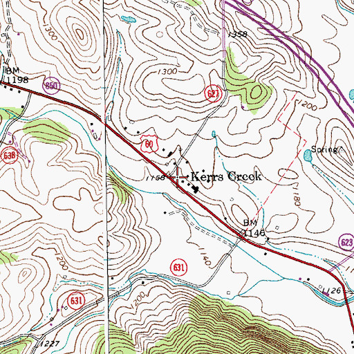 Topographic Map of Kerrs Creek, VA