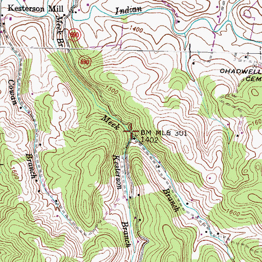 Topographic Map of Keslerson Branch, VA