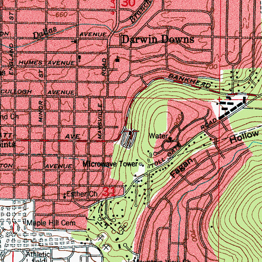 Topographic Map of First Cumberland Presbyterian Church, AL