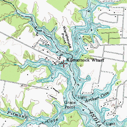 Topographic Map of Kilmarnock Wharf, VA