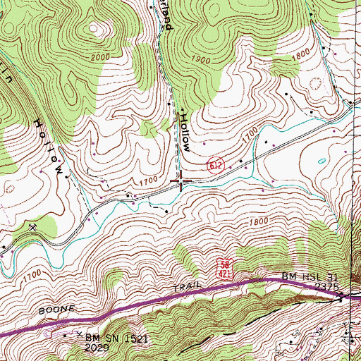 Topographic Map of Kimberland Hollow, VA