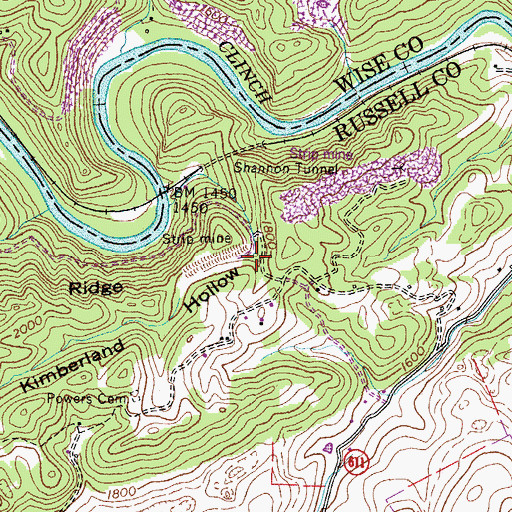 Topographic Map of Kimberland Hollow, VA