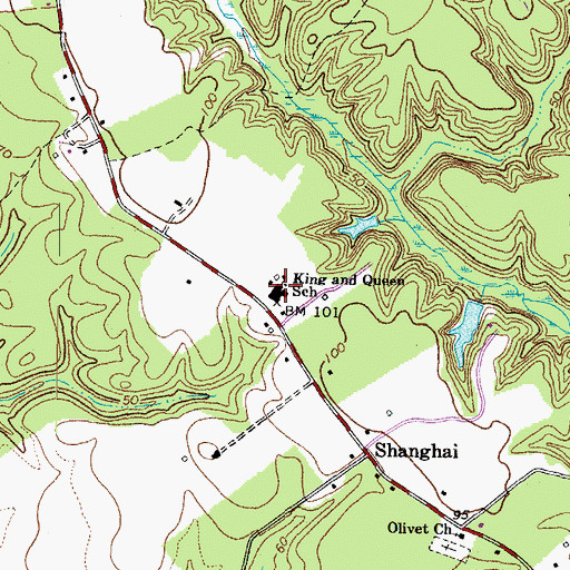Topographic Map of King and Queen Elementary School, VA