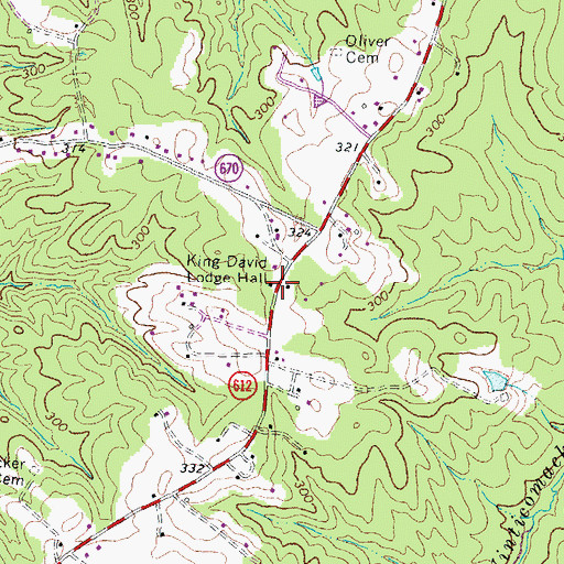 Topographic Map of King David Lodge Hall, VA