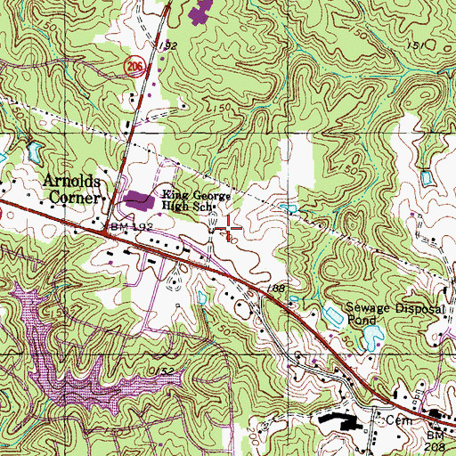 Topographic Map of King George High School, VA