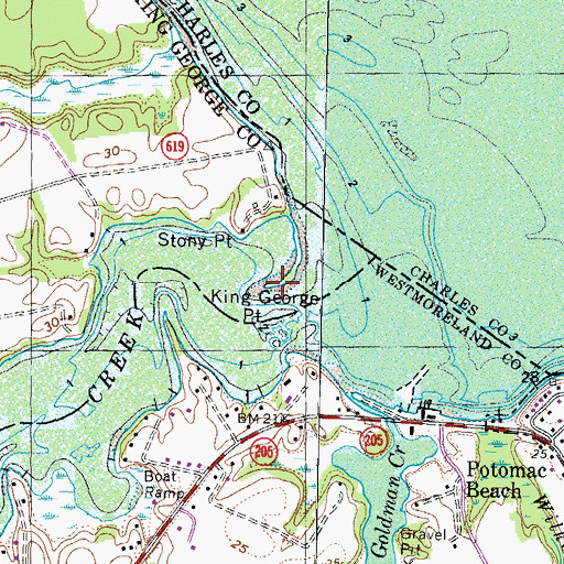 Topographic Map of King George Point, VA