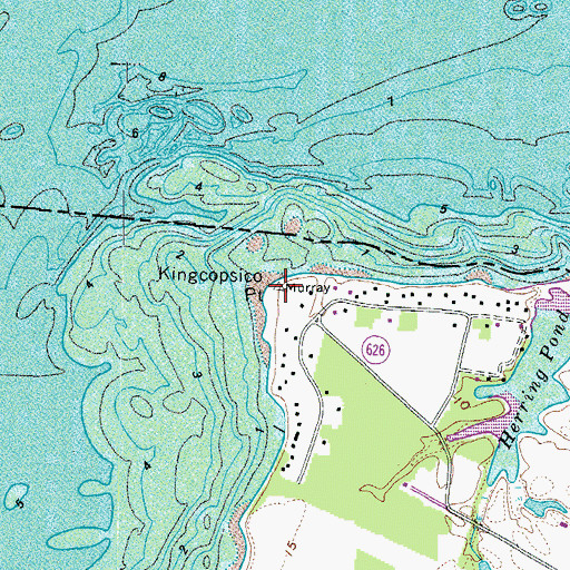 Topographic Map of Kingcopsico Point, VA