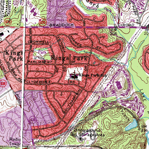Topographic Map of Kings Park Elementary School, VA
