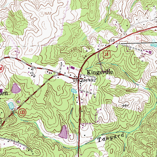 Topographic Map of Kingsville, VA