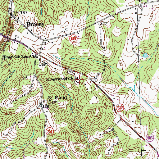Topographic Map of Kingswood Church, VA