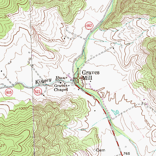 Topographic Map of Kinsey Run, VA