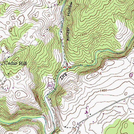Topographic Map of Kinzer Hollow, VA