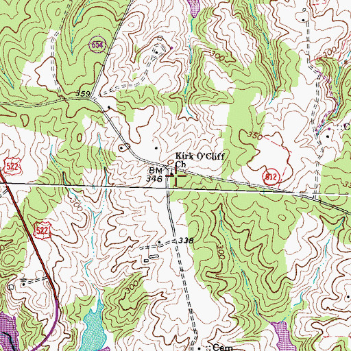Topographic Map of Kirk O'Cliff Church, VA