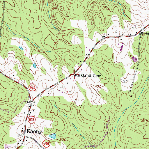 Topographic Map of Kirkland Cemetery, VA
