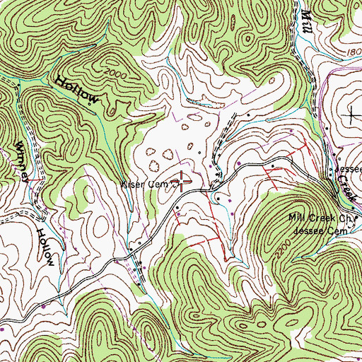Topographic Map of Kiser Cemetery, VA