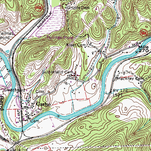 Topographic Map of Kiser Cemetery, VA