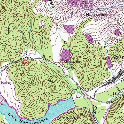 Topographic Map of Kiser Cemetery, VA