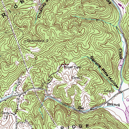 Topographic Map of Kiser Cemetery, VA