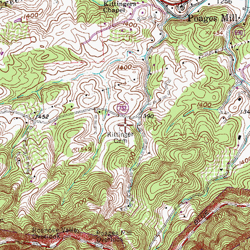 Topographic Map of Kittinger Cemetery, VA