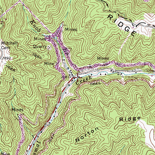 Topographic Map of Knob Branch, VA