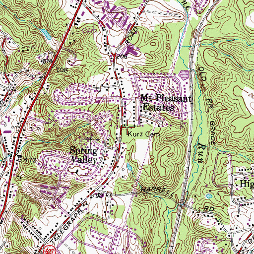 Topographic Map of Kurz Cemetery, VA