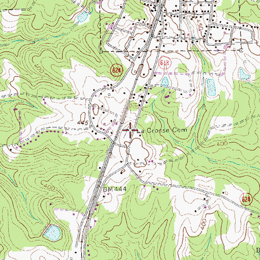 Topographic Map of La Crosse Cemetery, VA