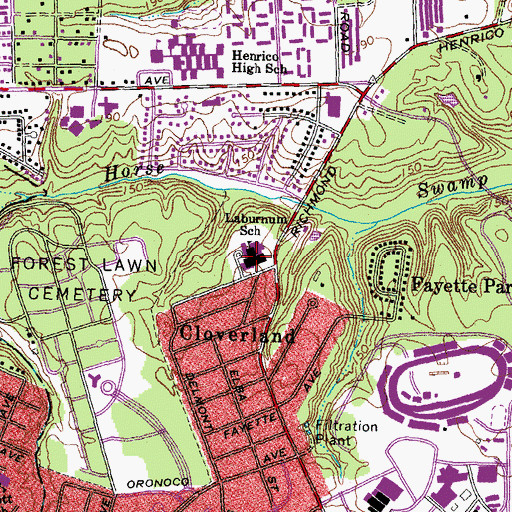 Topographic Map of Laburnum Elementary School, VA