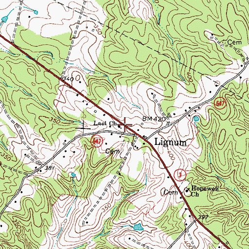 Topographic Map of Lael Church, VA