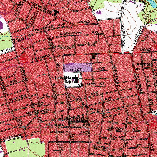 Topographic Map of Lakeside Elementary School, VA