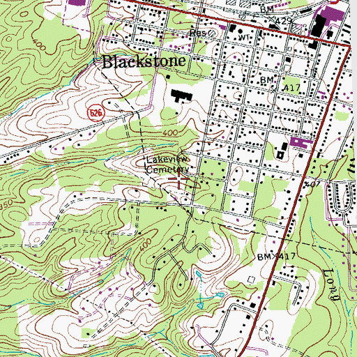 Topographic Map of Lakeview Cemetery, VA