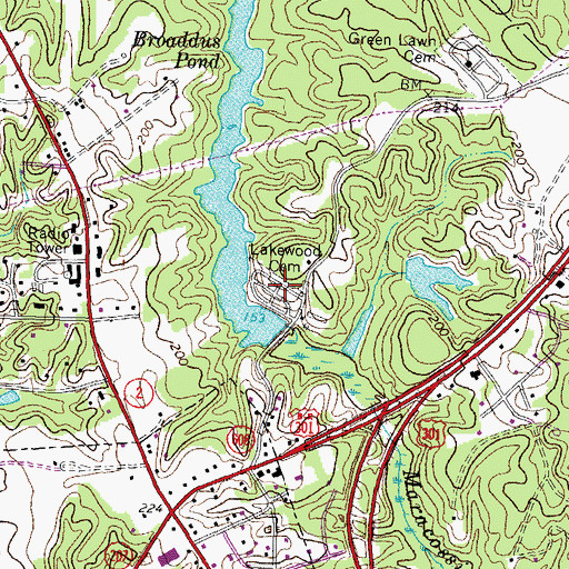 Topographic Map of Lakewood Cemetery, VA